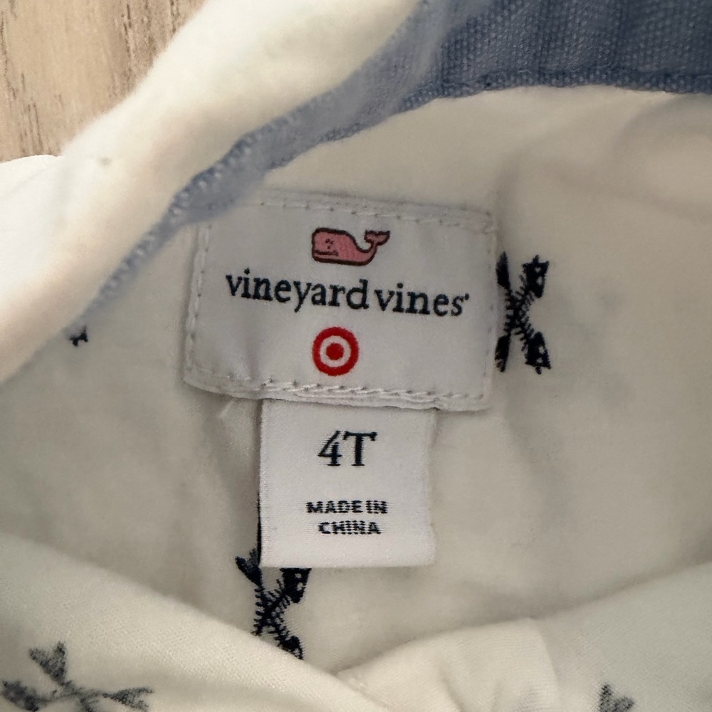 Vineyard Vines Kids' Cream Shirt with Navy Pattern - Picture 3 of 6